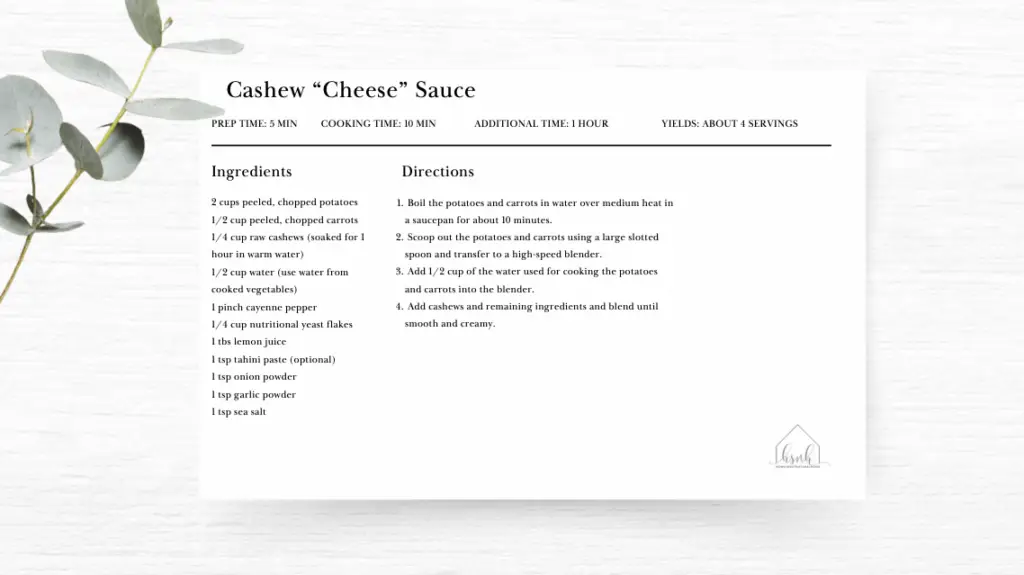 Cashew cheese sauce