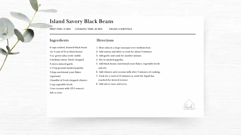 Island Style Savory Black Beans