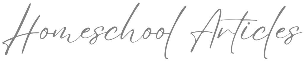 script text that reads, home school articles